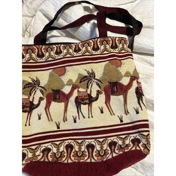 TET Turkish Tapestry‎ Shoulder Bag Purse Tote Camel Design Handles Boho Hippie - Picture 11 of 12